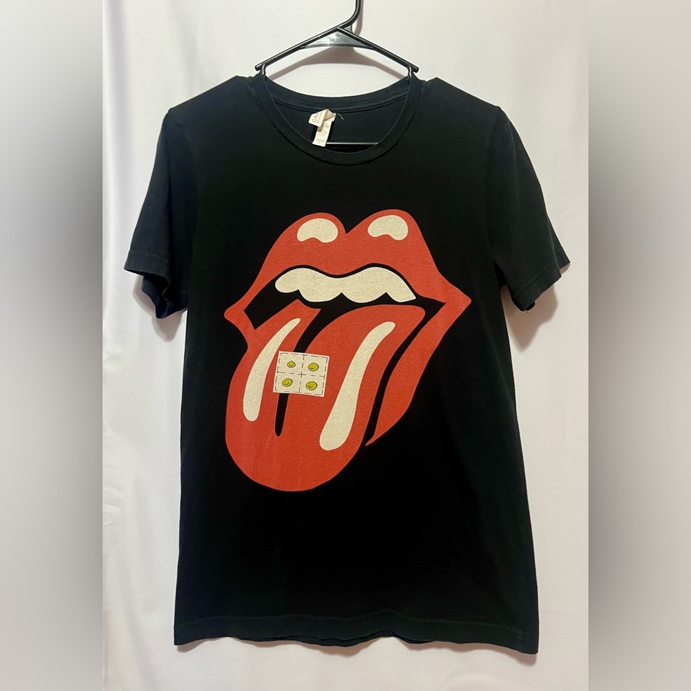 Rolling Stones plastered tongue and lips Bella Canvas Black Tee
